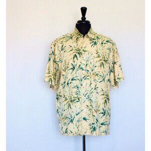 NEW! Tori Richard Honolulu 100% Silk Button Front Tropical Shirt Yellow SZ L